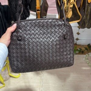 Bottega Veneta Dark Brown Intrecciato Crossbody Bag